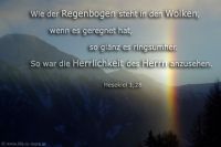 Wie der Regenbogen steht in den Wolken, wenn es geregnet hat, so glänz es ringsumher. So war die Herrlichkeit des Herrn anzusehen. (Hesekiel 1,28)